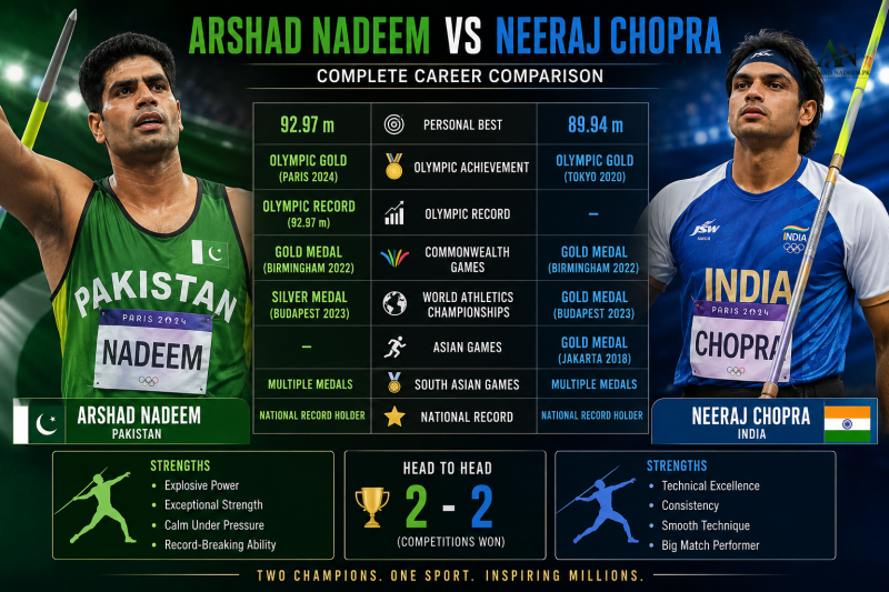 Arshad Nadeem vs Neeraj Chopra: Complete Career Comparison