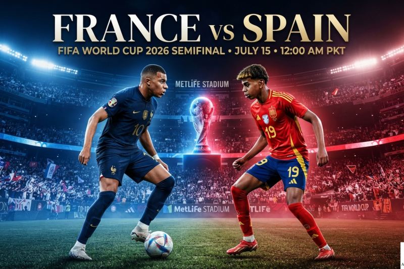 France vs Spain FIFA World Cup 2026 semifinal featuring Kylian Mbappé and Lamine Yamal ahead of the clash.